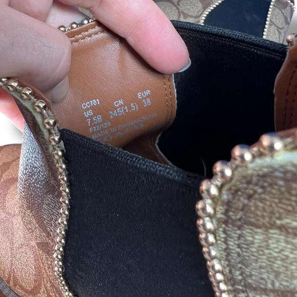 Coach Levy Signature Canvas Leather Bootie Khaki Black Women’s 7.5 | EU 38 - Picture 10 of 10